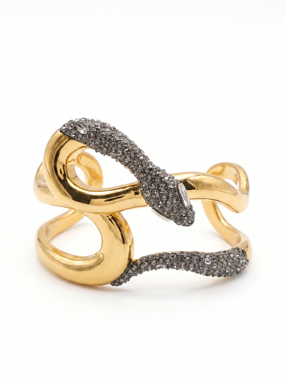 🐍 Alexis Bittar Gold Tone Pave Crystal Snake Cuff Bracelet
